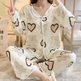 2 Pcs Women 's Long Sleeve Sleep Set M 488522