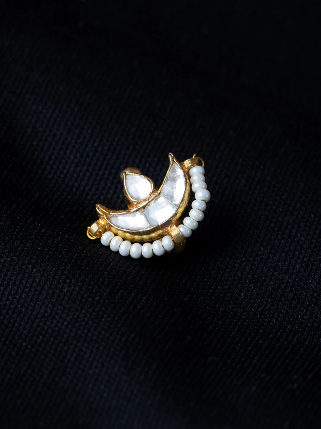 24K Gold Plated Kundan Nose Pin By Morkanth