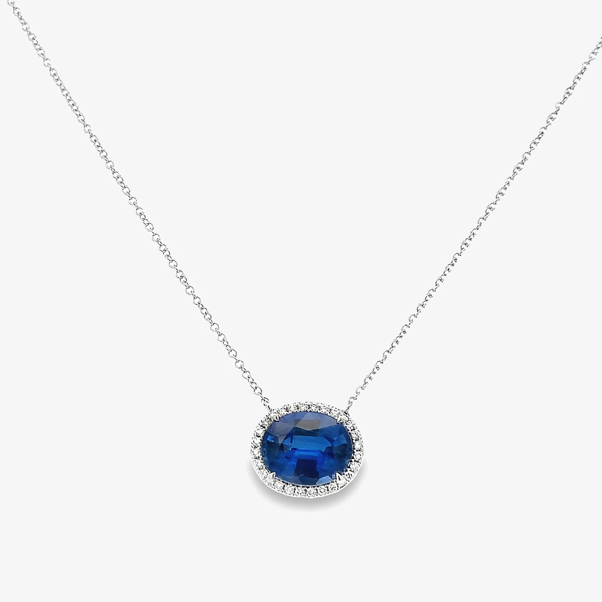 3.92ct Kyanite & Diamond Halo Necklace