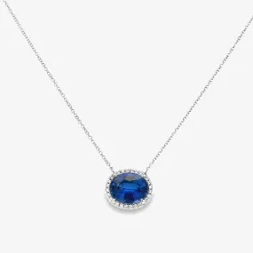 3.92ct Kyanite & Diamond Halo Necklace