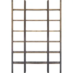 90 Brown Wood and Iron Six Tier Shelving Unit