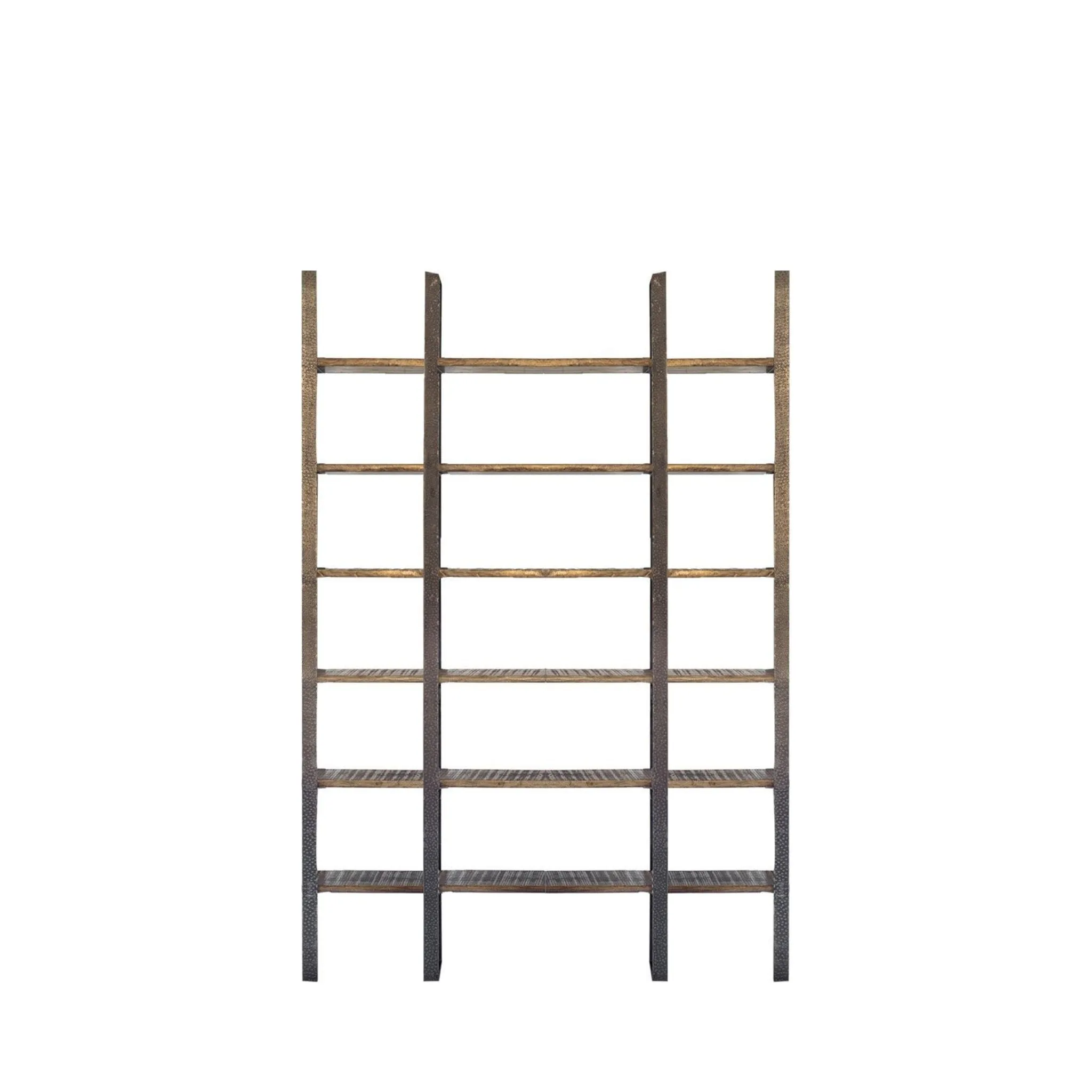 90 Brown Wood and Iron Six Tier Shelving Unit