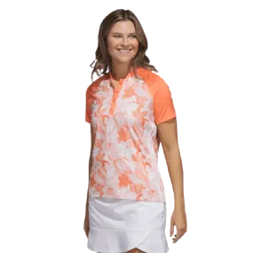 Adidas Ladies Floral Golf Polo Shirt - Orange