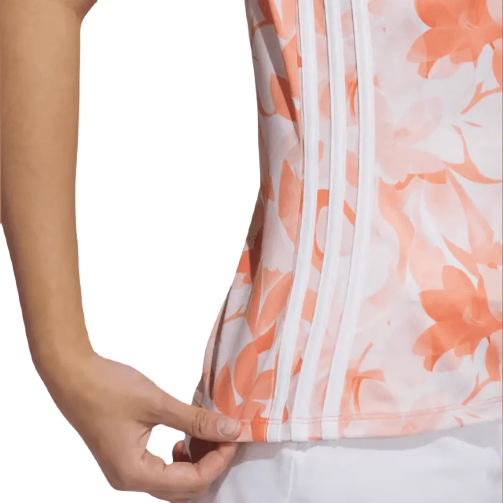 Adidas Ladies Floral Golf Polo Shirt - Orange