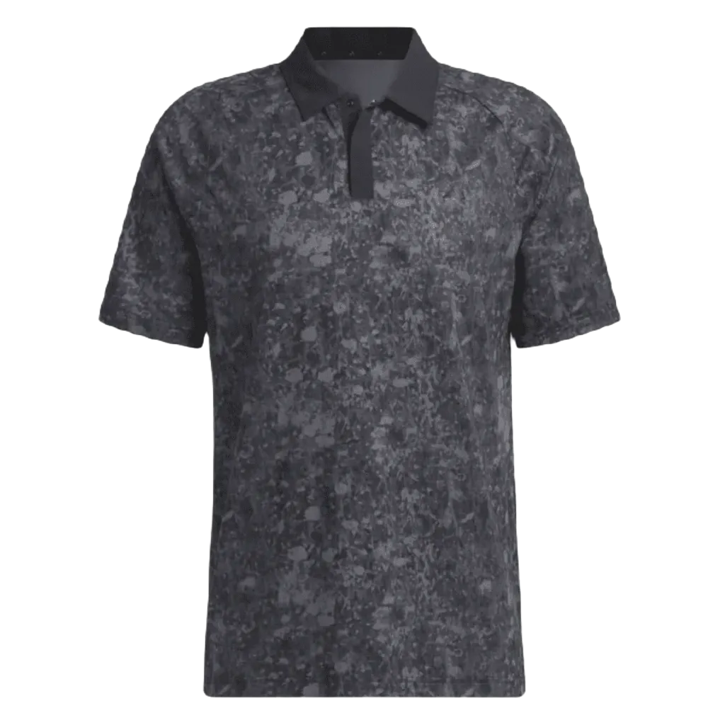 Adidas Mesh Ultimate365 Tour Print Golf Polo Shirt - Black