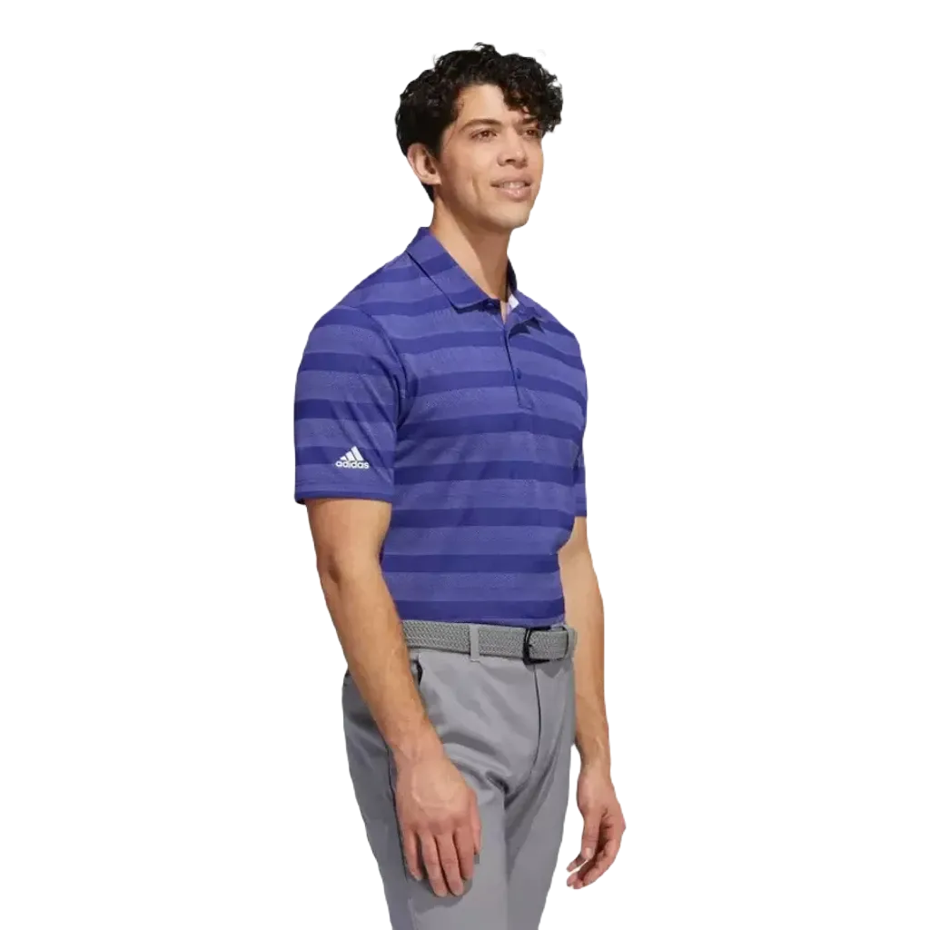 Adidas Two-Color Men's Striped Polo Shirt - Legacy Indigo