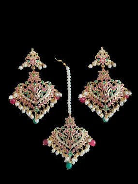 Afreen Ruby emerald earrings tika (SHIPS IN 3 WEEKS  )