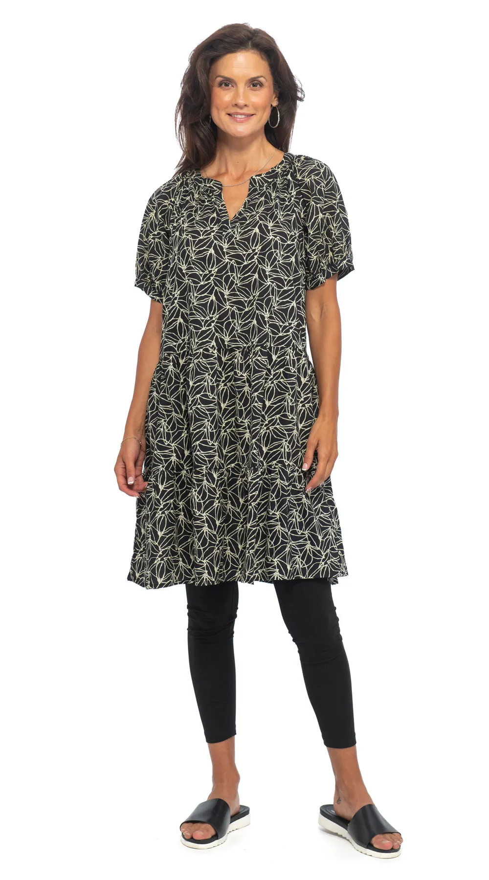 Althea Dress - organic cotton - black petal