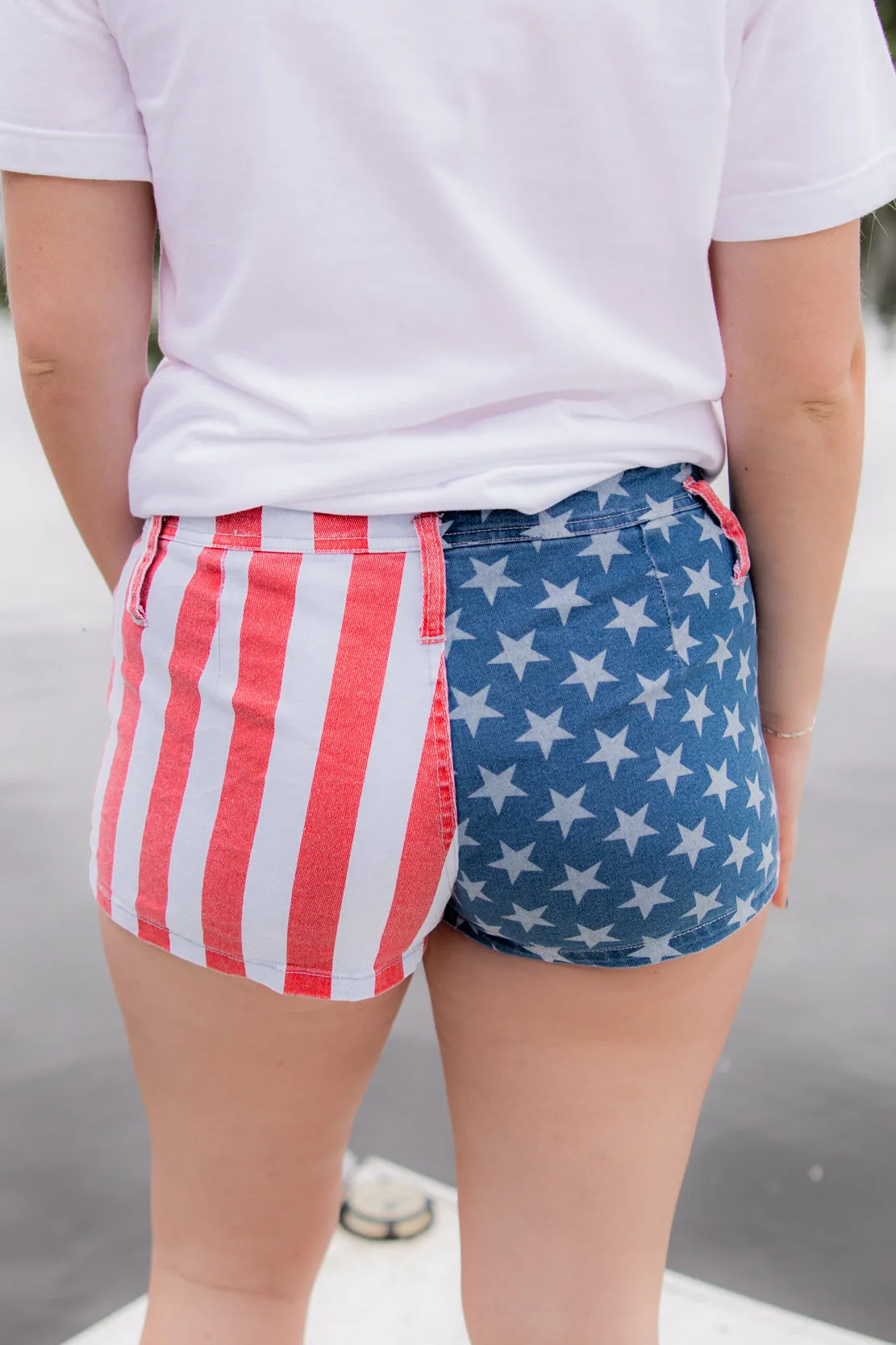 American Flag Denim Shorts