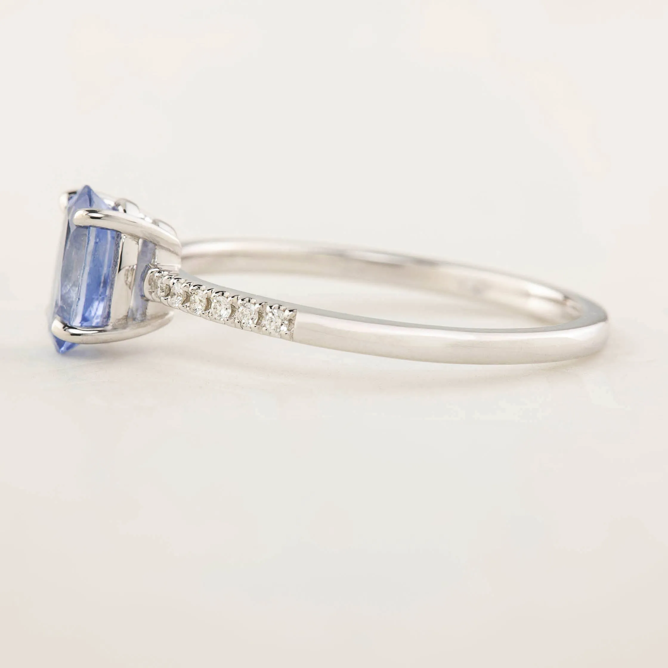 Audrey Ring - 0.96ct Ceylon Sapphire, 14k White Gold (One of a kind)