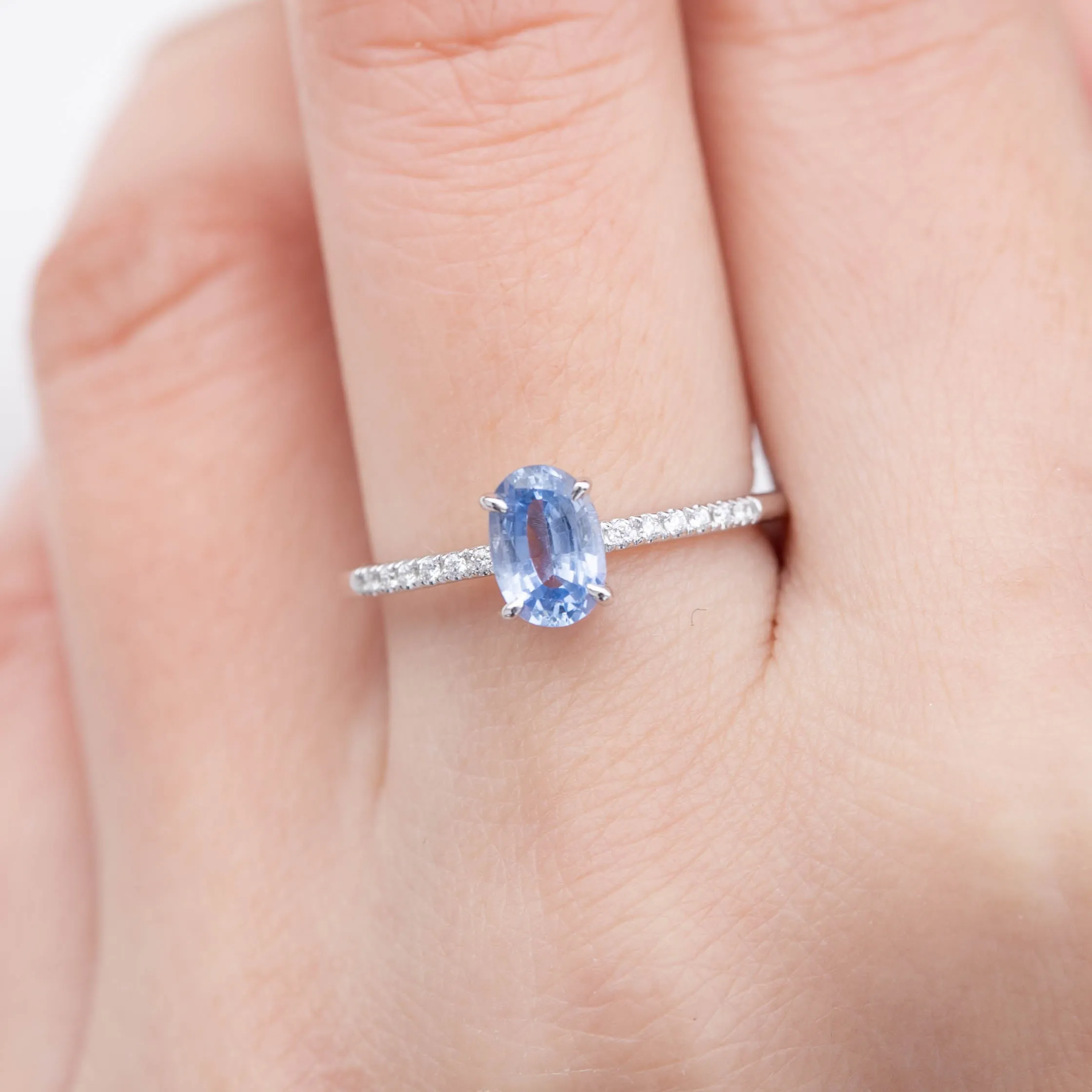 Audrey Ring - 0.96ct Ceylon Sapphire, 14k White Gold (One of a kind)