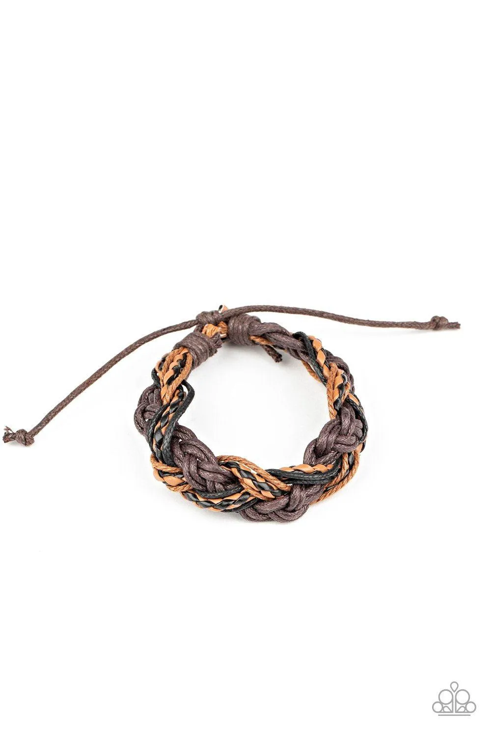 Badlands Wanderer Brown Leather Urban Knot Bracelet - Paparazzi Accessories