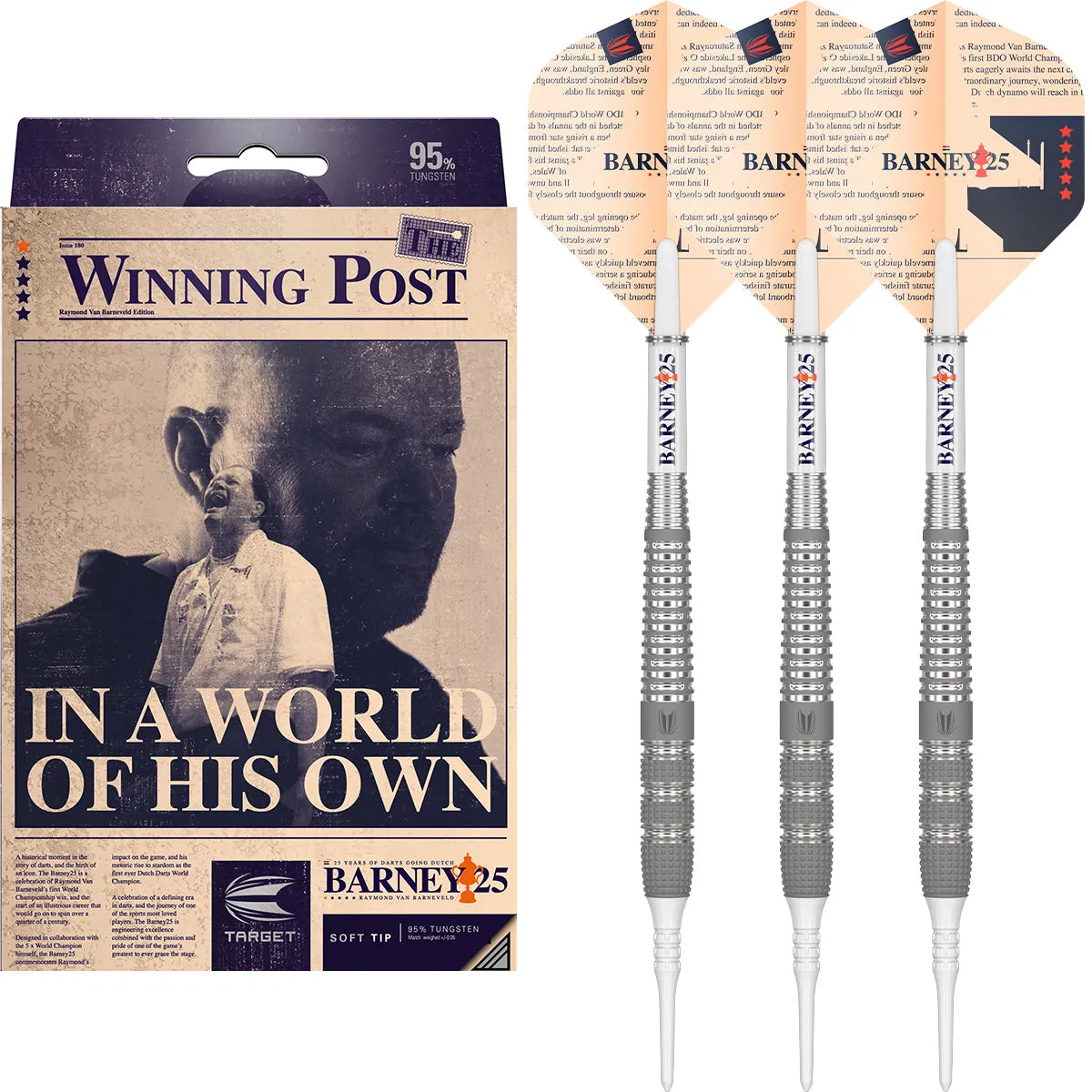 Barney 25 95% Tungsten Soft Tip Darts by Target