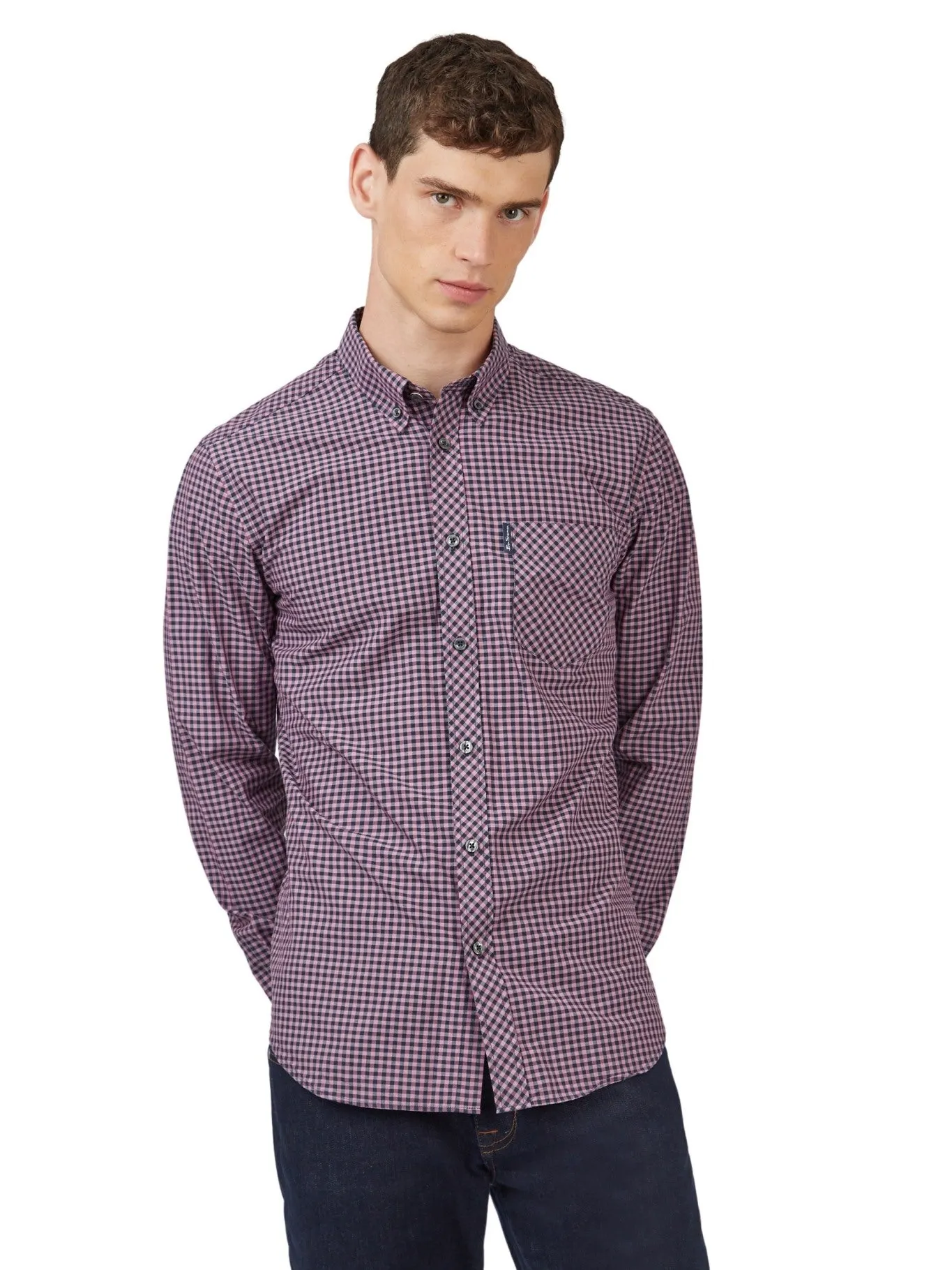 Ben Sherman Men's Signature Gingham Check Shirt, Button-Down Collar, Long Sleeves, Regular Fit