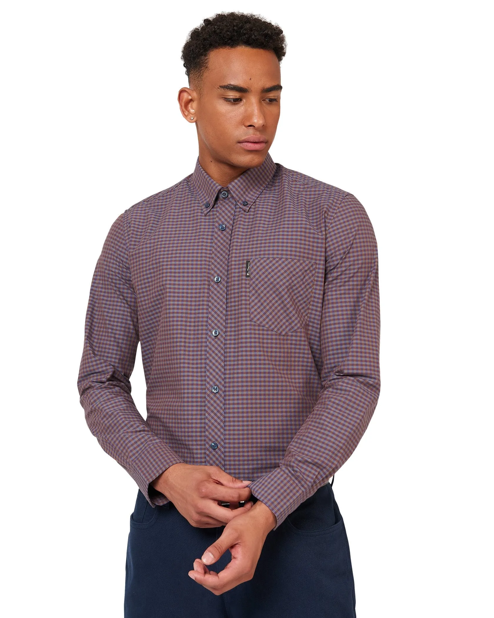 Ben Sherman Men's Signature Gingham Check Shirt, Button-Down Collar, Long Sleeves, Regular Fit