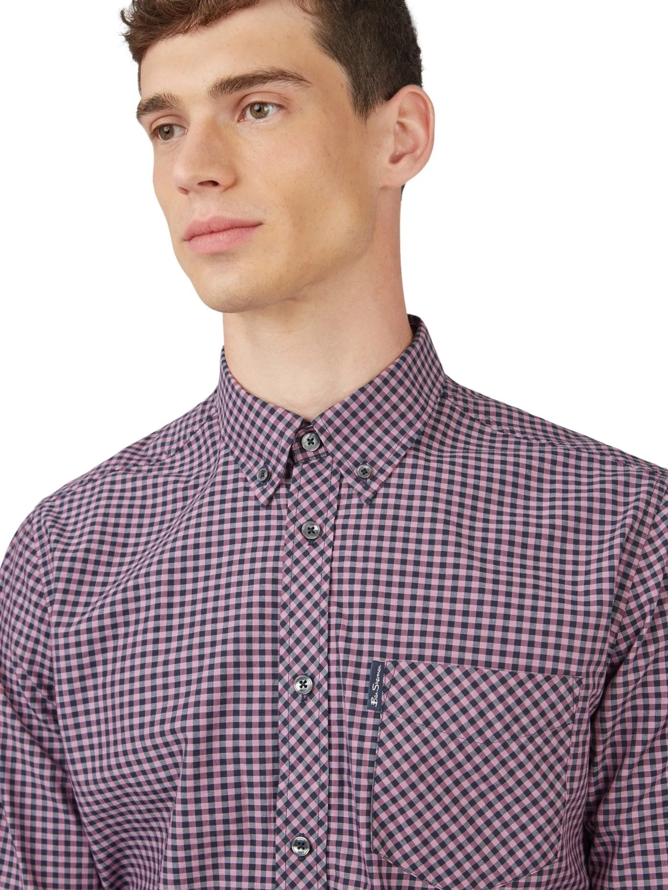 Ben Sherman Men's Signature Gingham Check Shirt, Button-Down Collar, Long Sleeves, Regular Fit