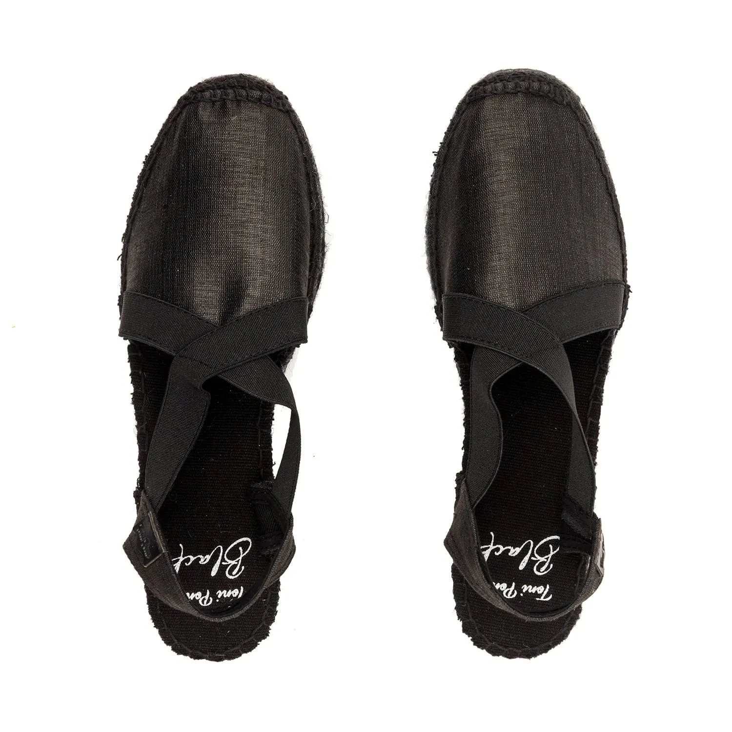 Black Cotton Blend Wedge Espadrille for Women - Tabarca-BK