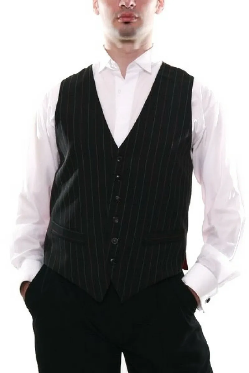 Black Striped Tango Vest With Red Back