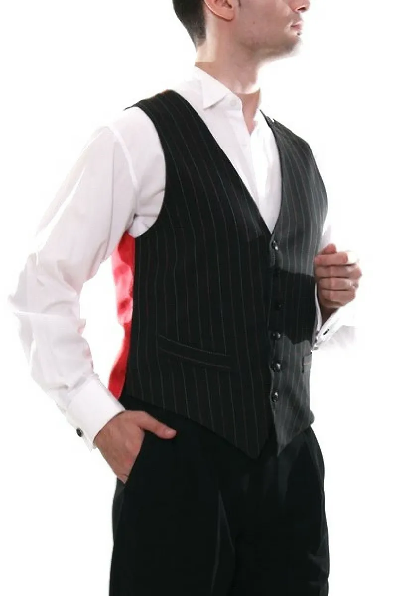 Black Striped Tango Vest With Red Back