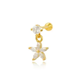 Blossom Dangling Flower Screw Back Earring