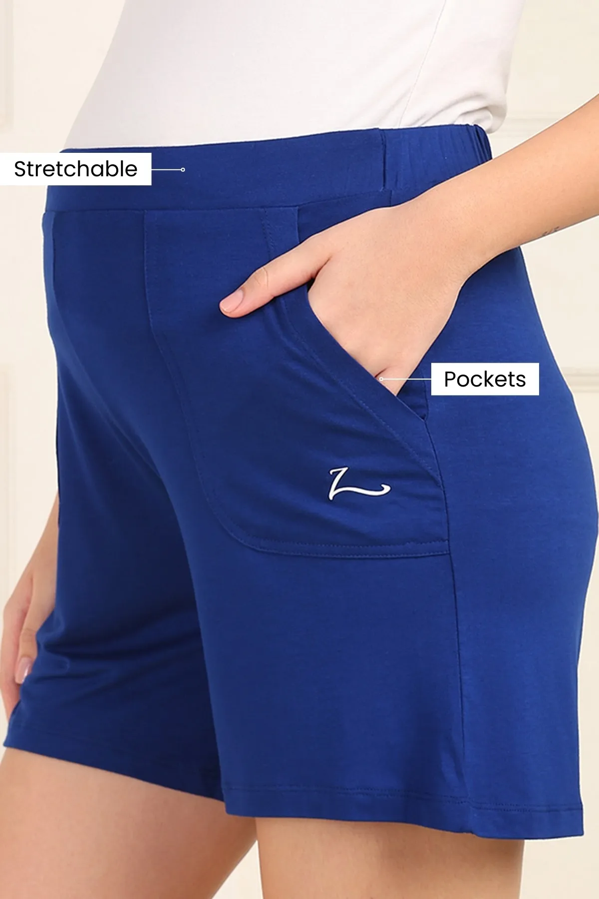 Blue Mid-Rise Maternity Shorts (Pregnancy & Postpartum)