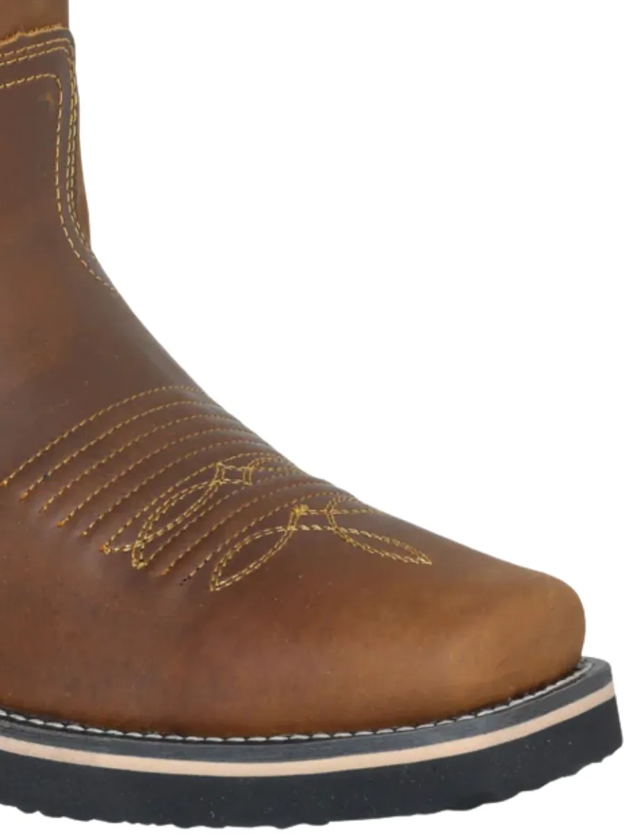 Botas de Trabajo Rodeo de Tubo Pull-On con Punta Suave de Piel Genuina para Hombre 'Establo' - ID: 41530