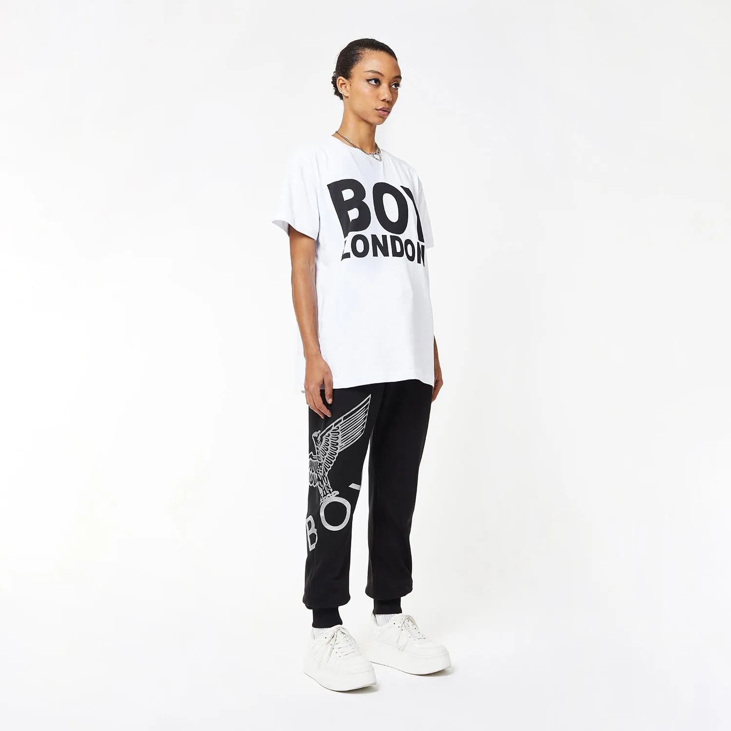 BOY EAGLE JOGGERS - BLACK/SILVER