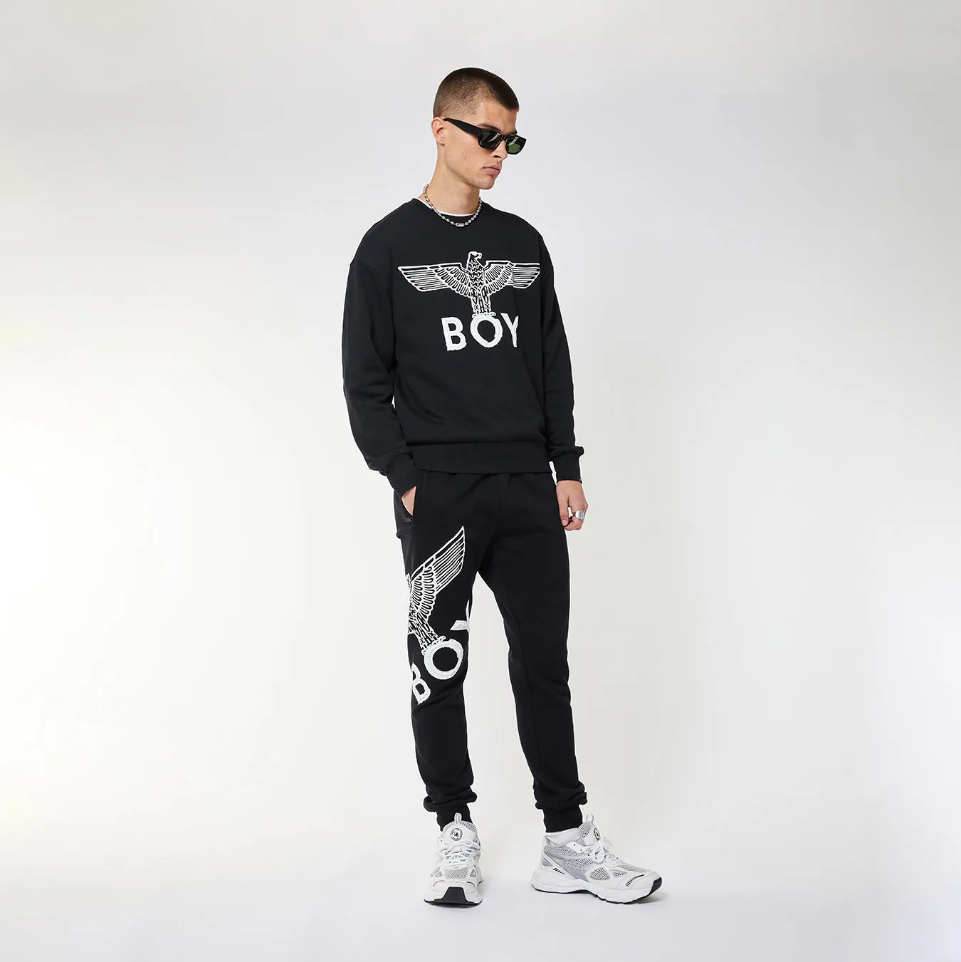 BOY EAGLE SWEATSHIRT - BLACK/WHITE