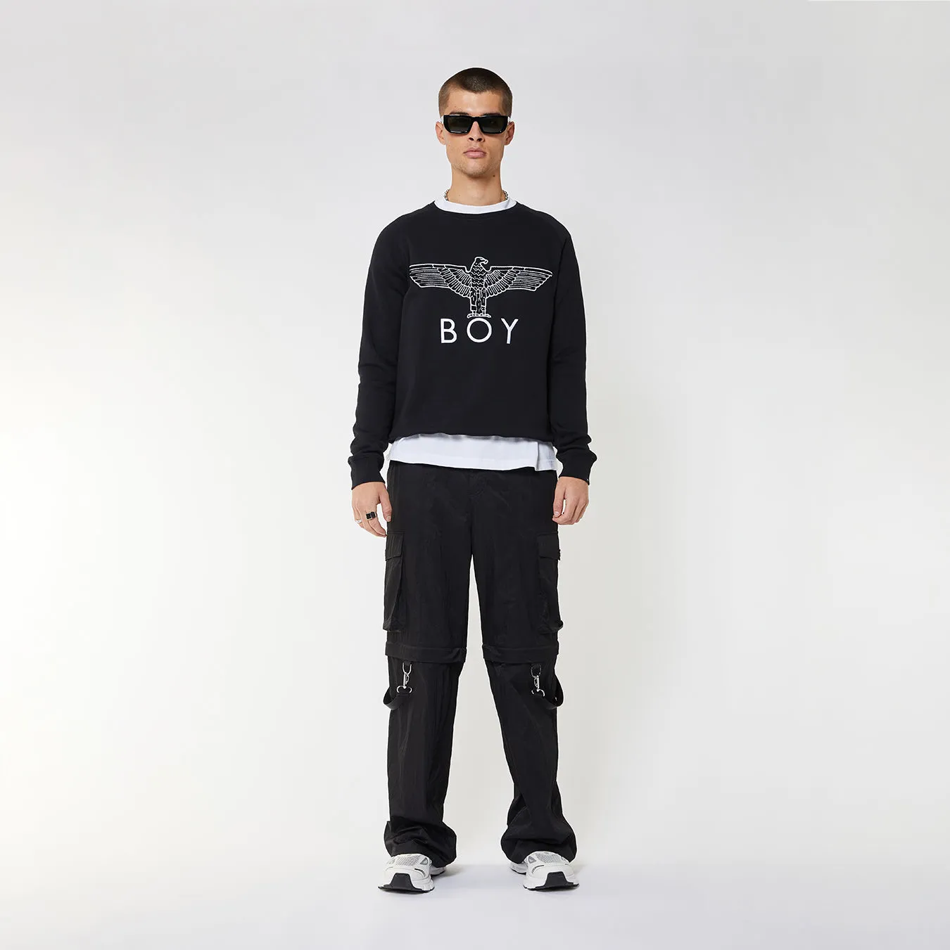 BOY EAGLE SWEATSHIRT - BLACK/WHITE