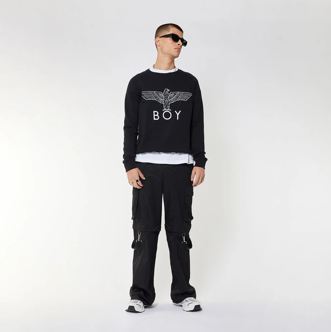 BOY EAGLE SWEATSHIRT - BLACK/WHITE