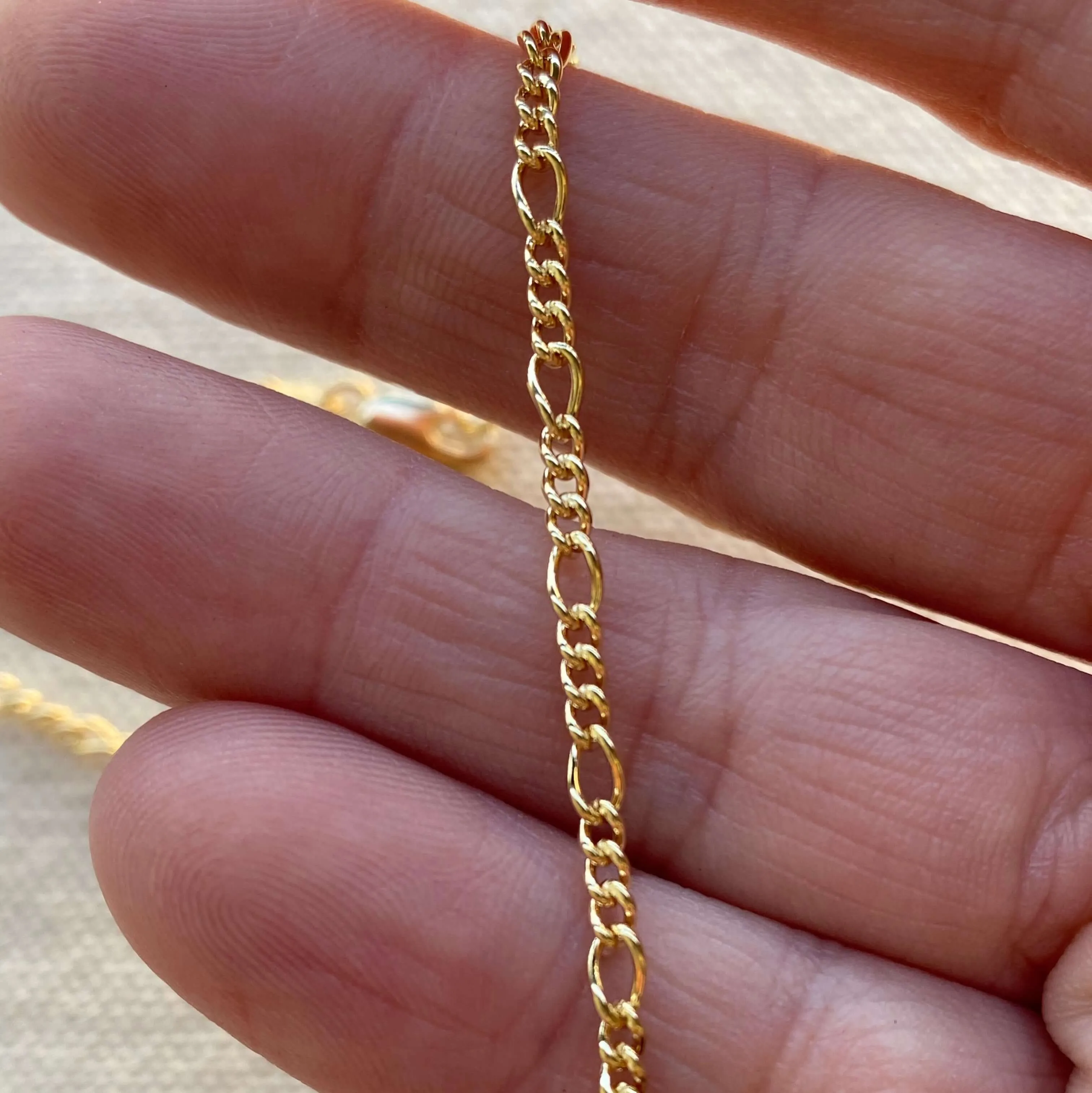 Bracelet 18k Gold Filled 2mm Rounded 3x1 Figaro Chain