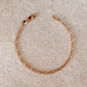 Bracelet 18k Gold Filled 2mm Rounded 3x1 Figaro Chain