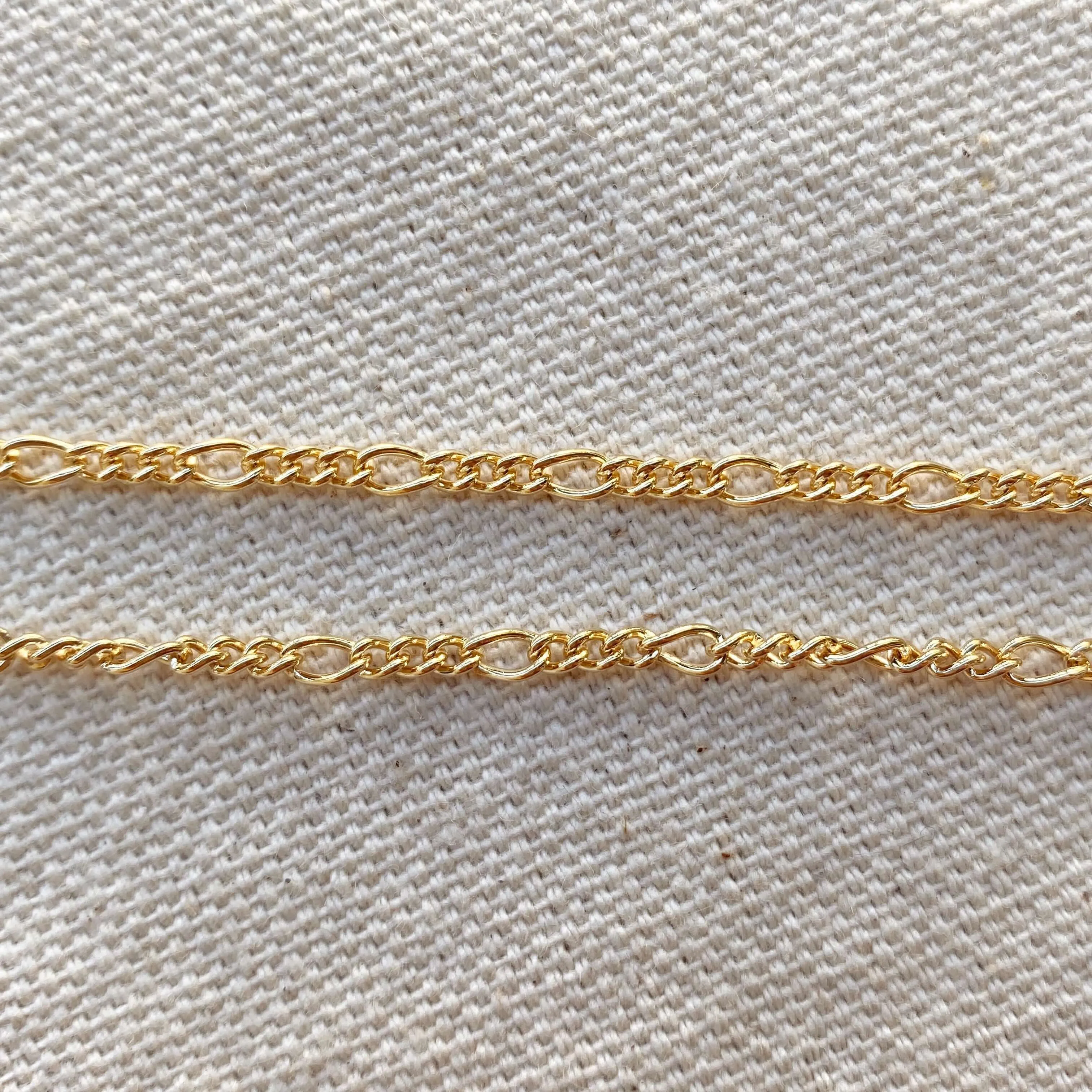 Bracelet 18k Gold Filled 2mm Rounded 3x1 Figaro Chain