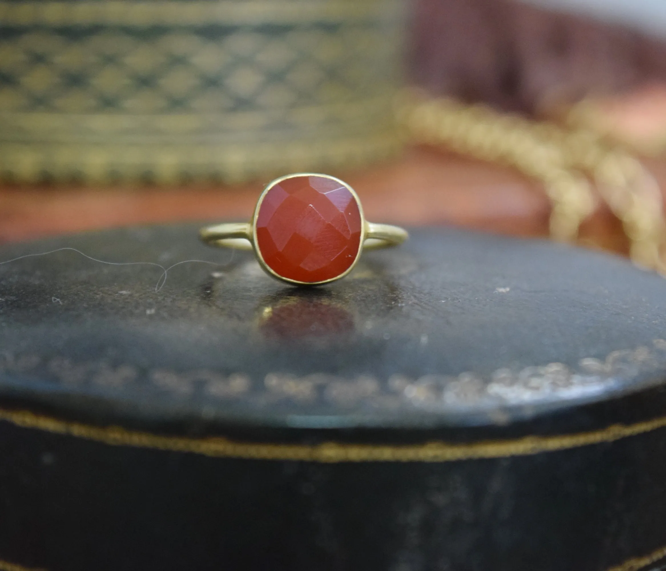 Carnelian Octagon Vermeil Ring