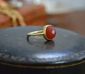 Carnelian Octagon Vermeil Ring