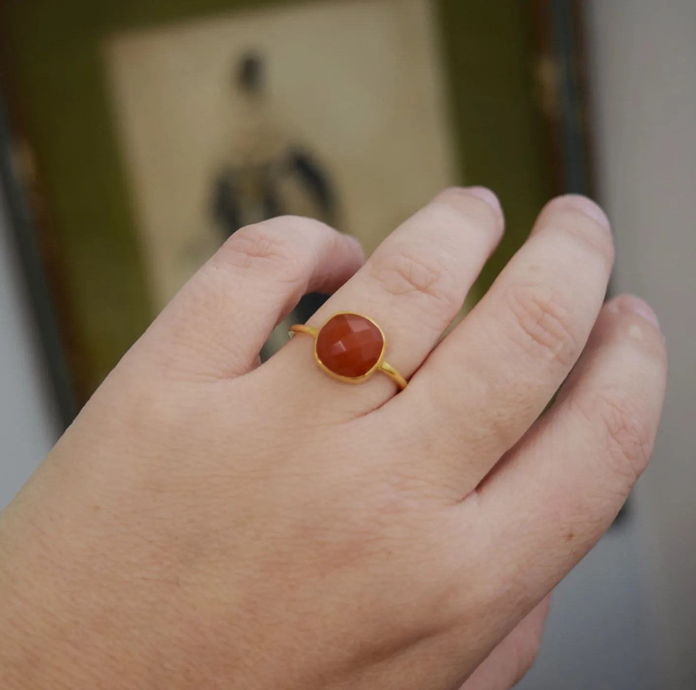 Carnelian Octagon Vermeil Ring