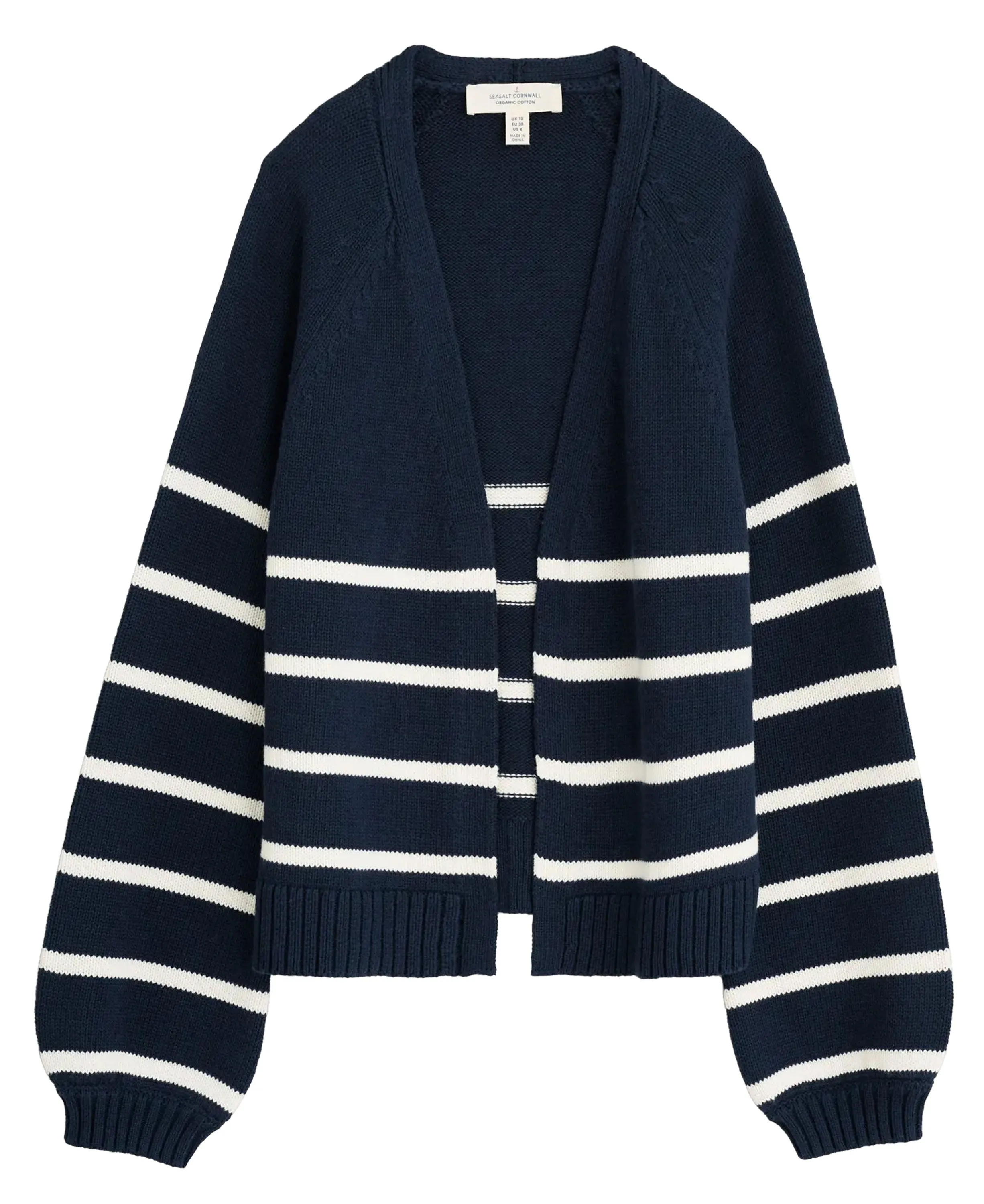 Castle Beach Striped Cardigan - Porthole Maritime Chalk