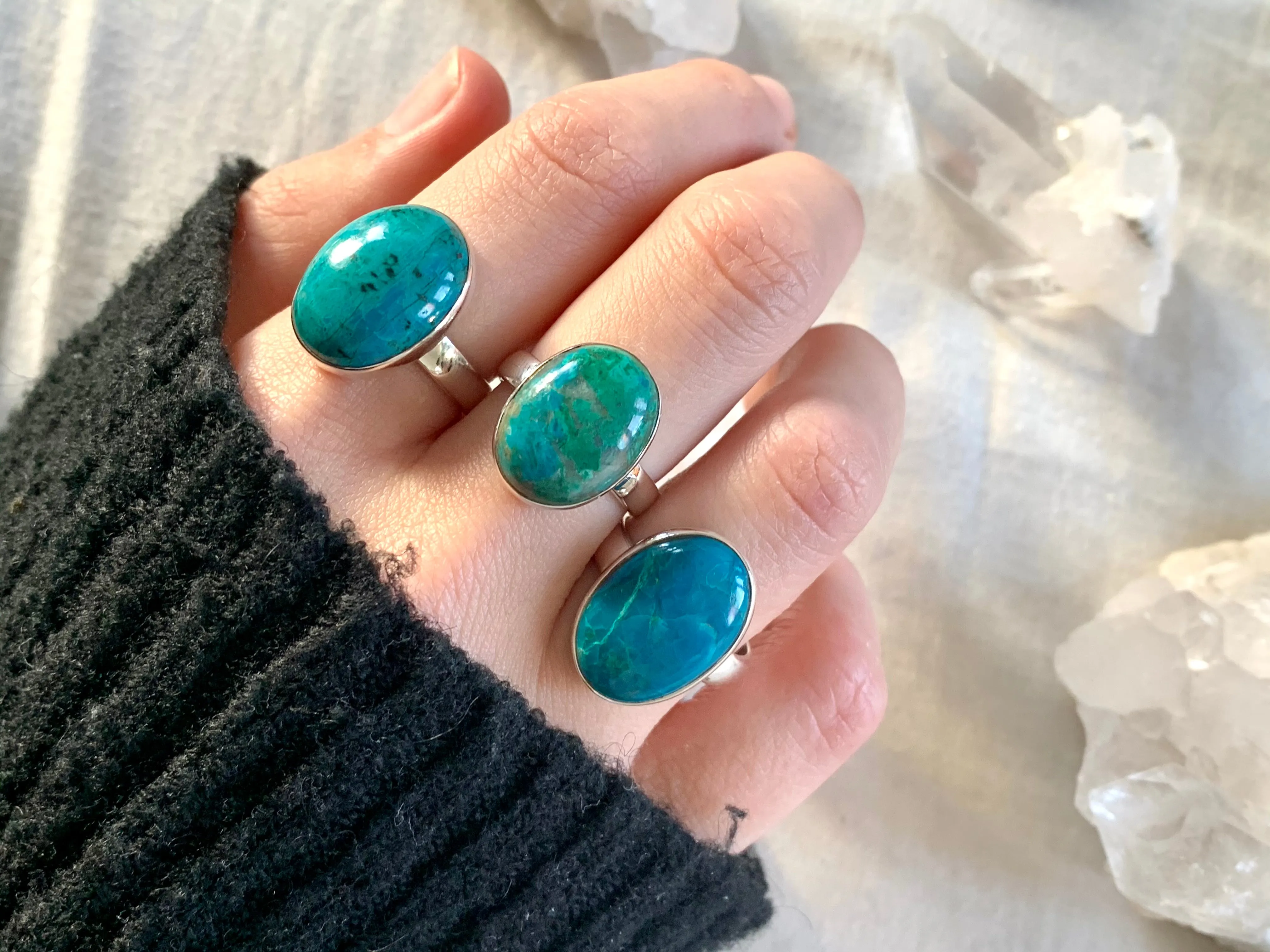 Chrysocolla Akoni Rings - Small Oval (US 6.5 & 7.5)