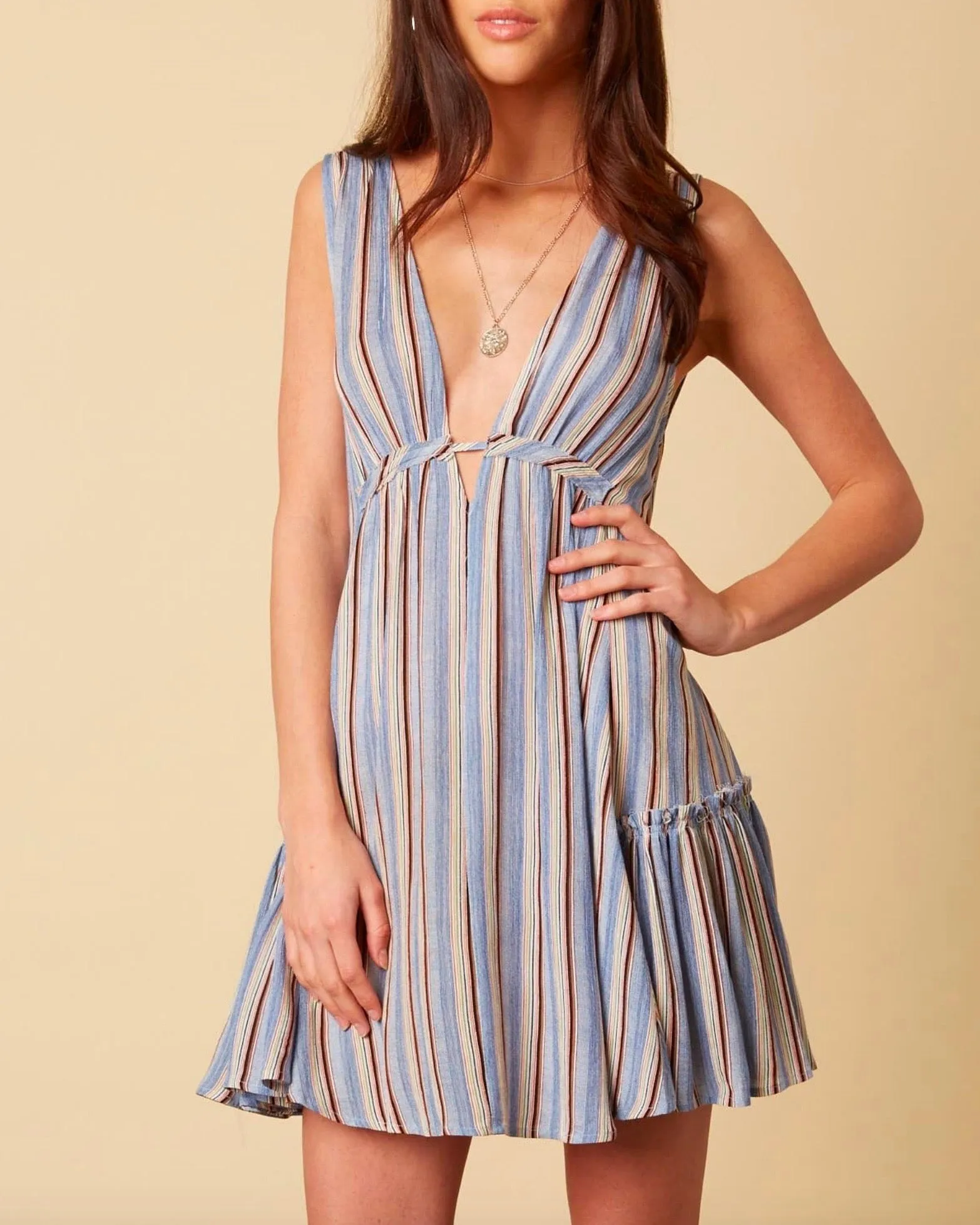 Cotton Candy LA - On The Stripe Mini Dress in Blue