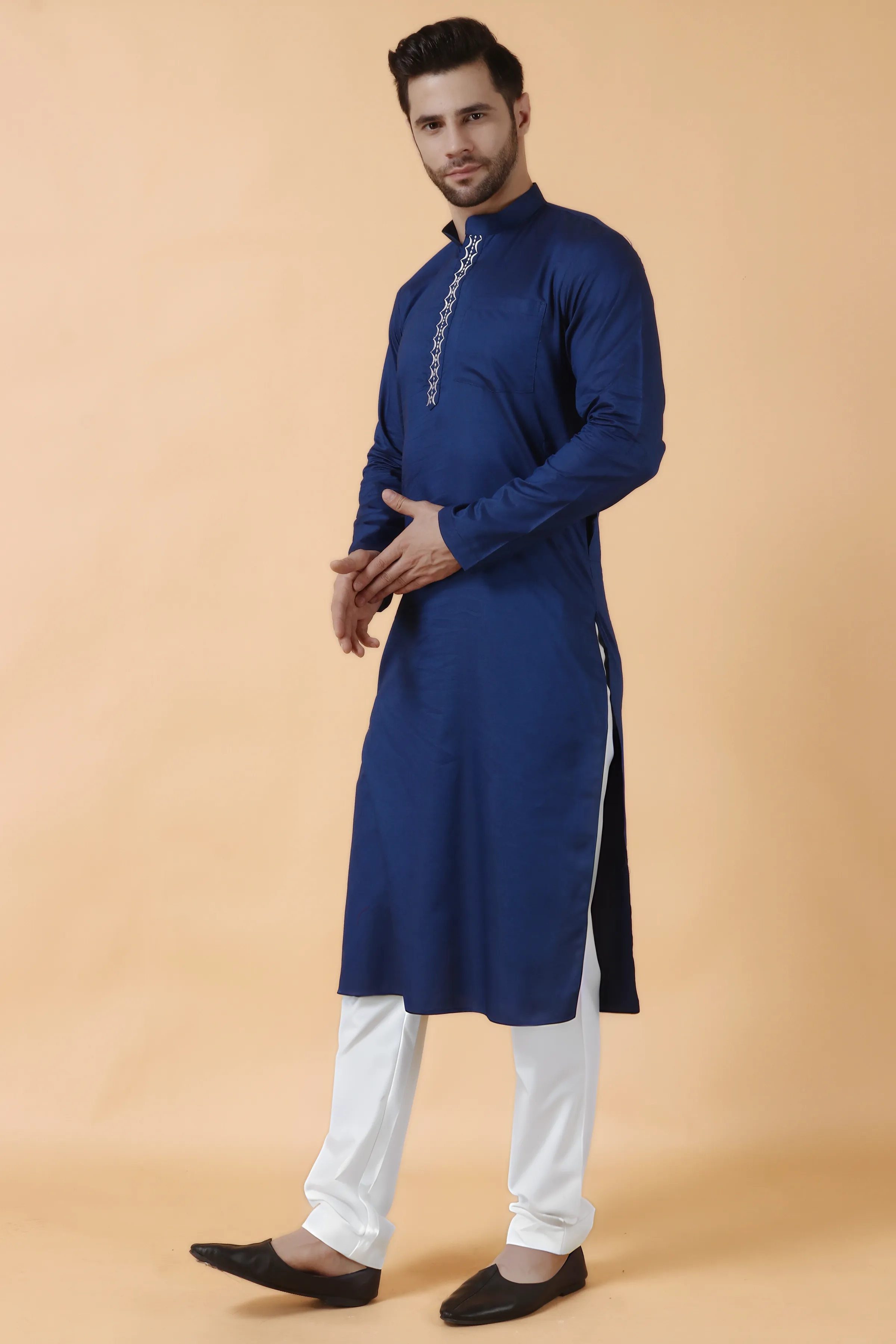 Dark Blue Cotton Kurta