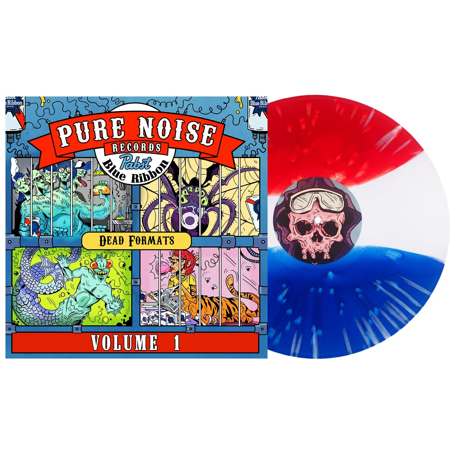 Dead Formats Vol. 1 - Red/White/Blue Tri-Stripe W/ White Splatter LP