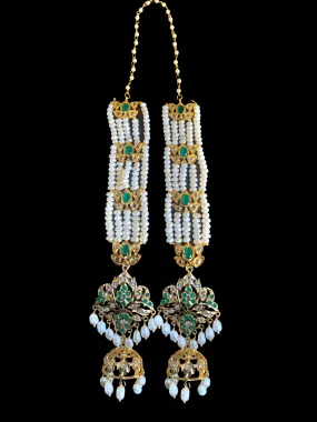 DER200 Lina sheeshphool inspired earrings in fresh water pearls - green ( SHIPS IN 3 WEEKS  )