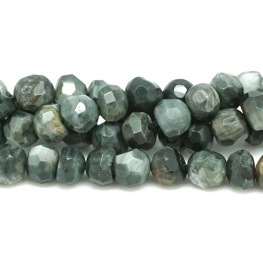 Eagle Eye Faceted, Freeform 7x10mm Rondelle - 15-16 Inch