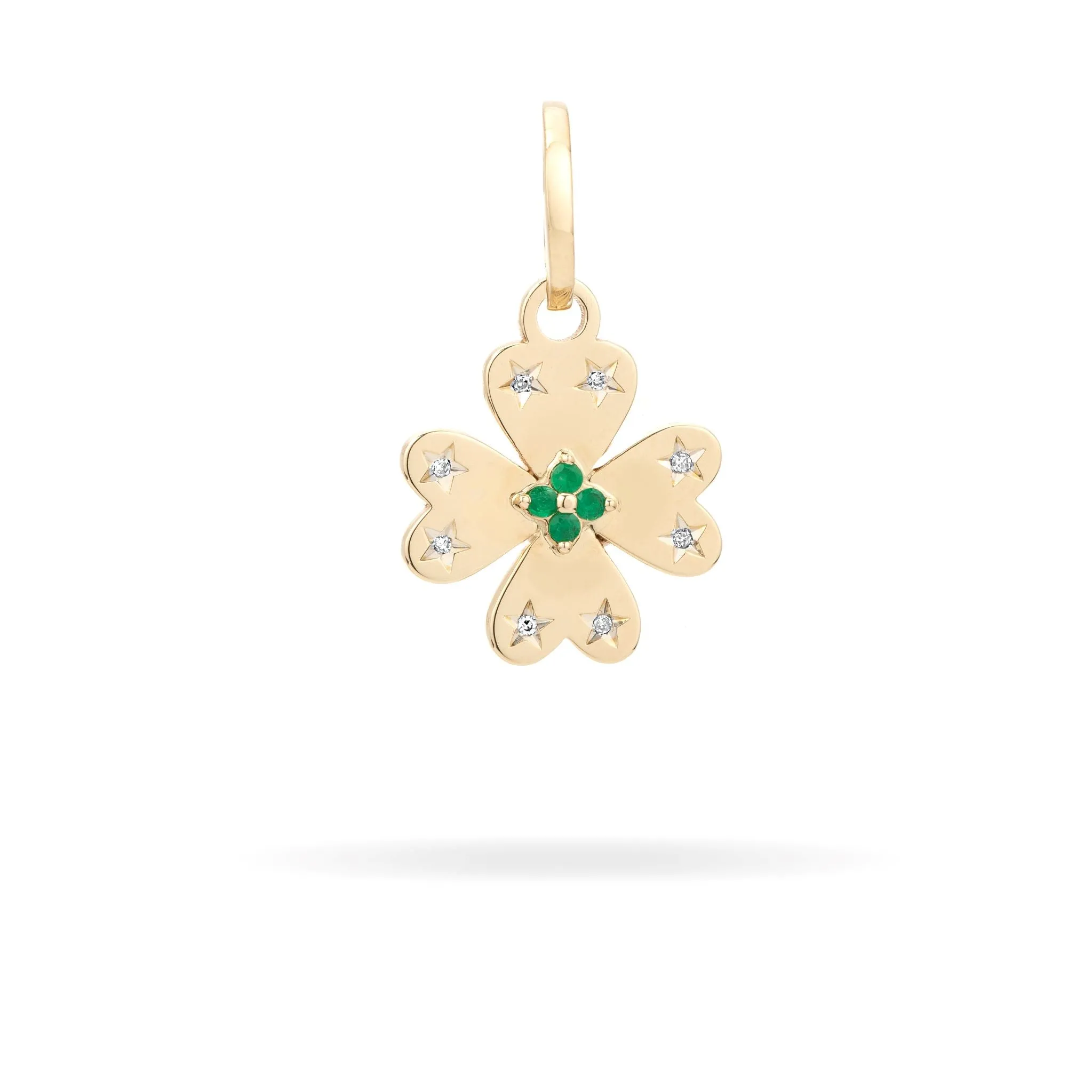 Emerald   Diamond Clover Hinged Charm