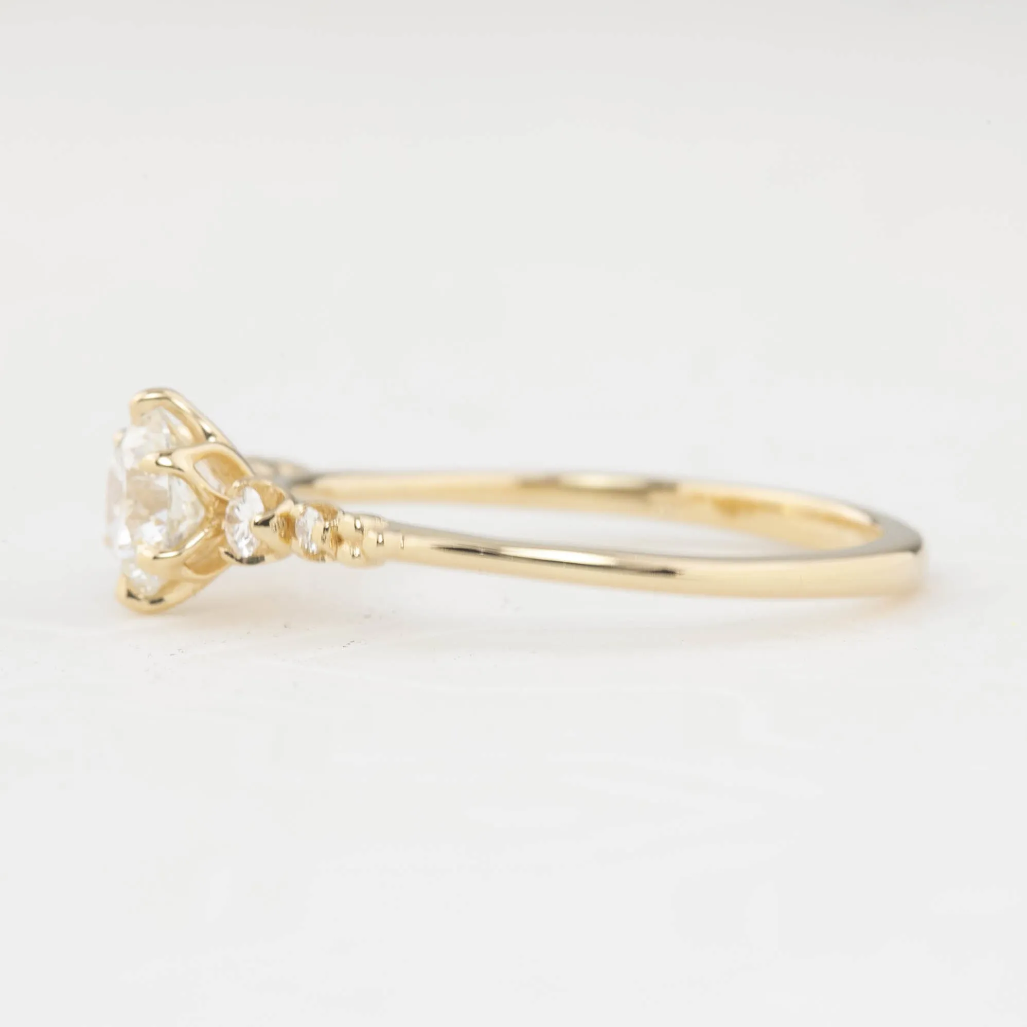 Estel Fleur 0.70ct Round Diamond Ring, 14k Yellow Gold, GIA Certified (One of a kind)