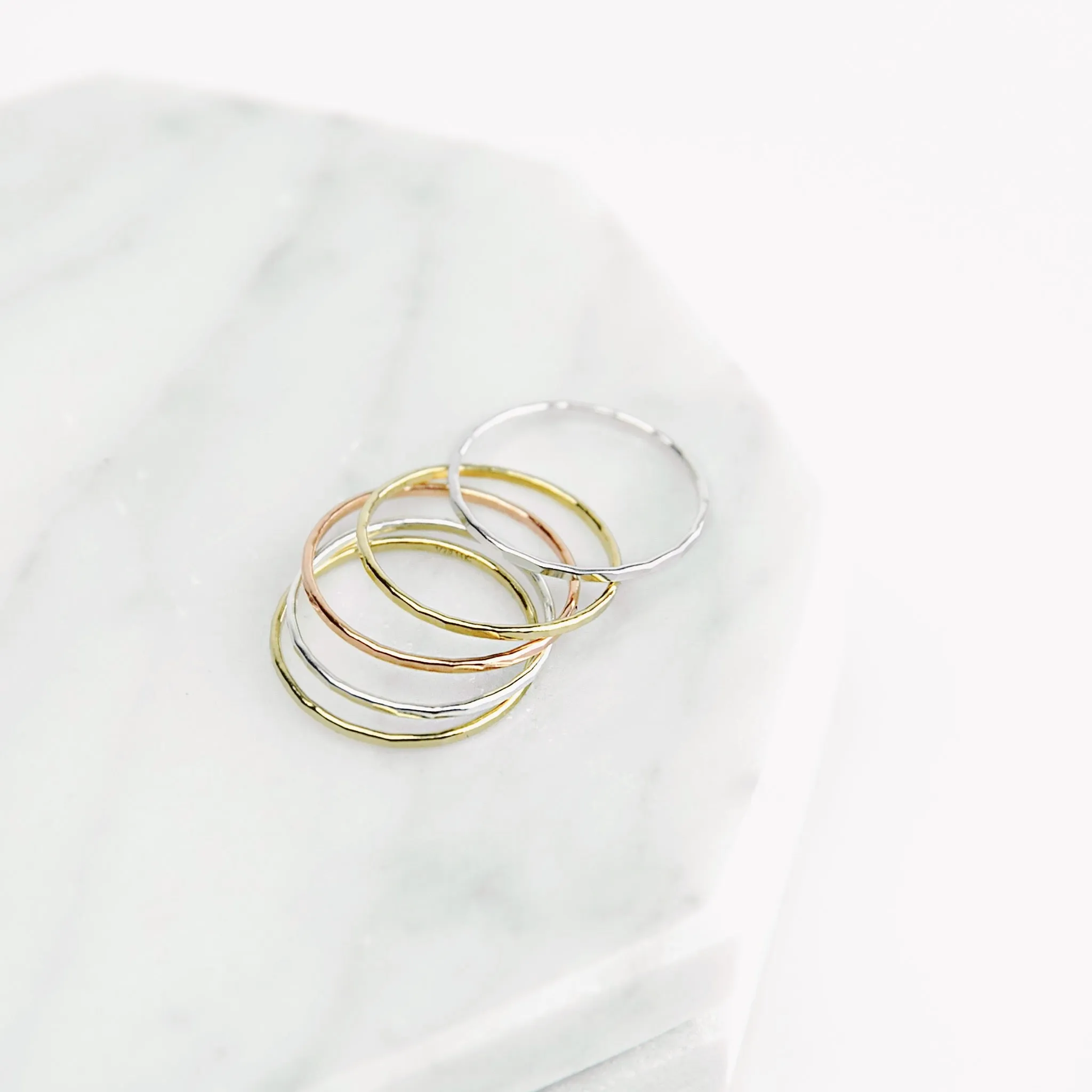 Faceted Stacking Ring Set - Mixed Metals