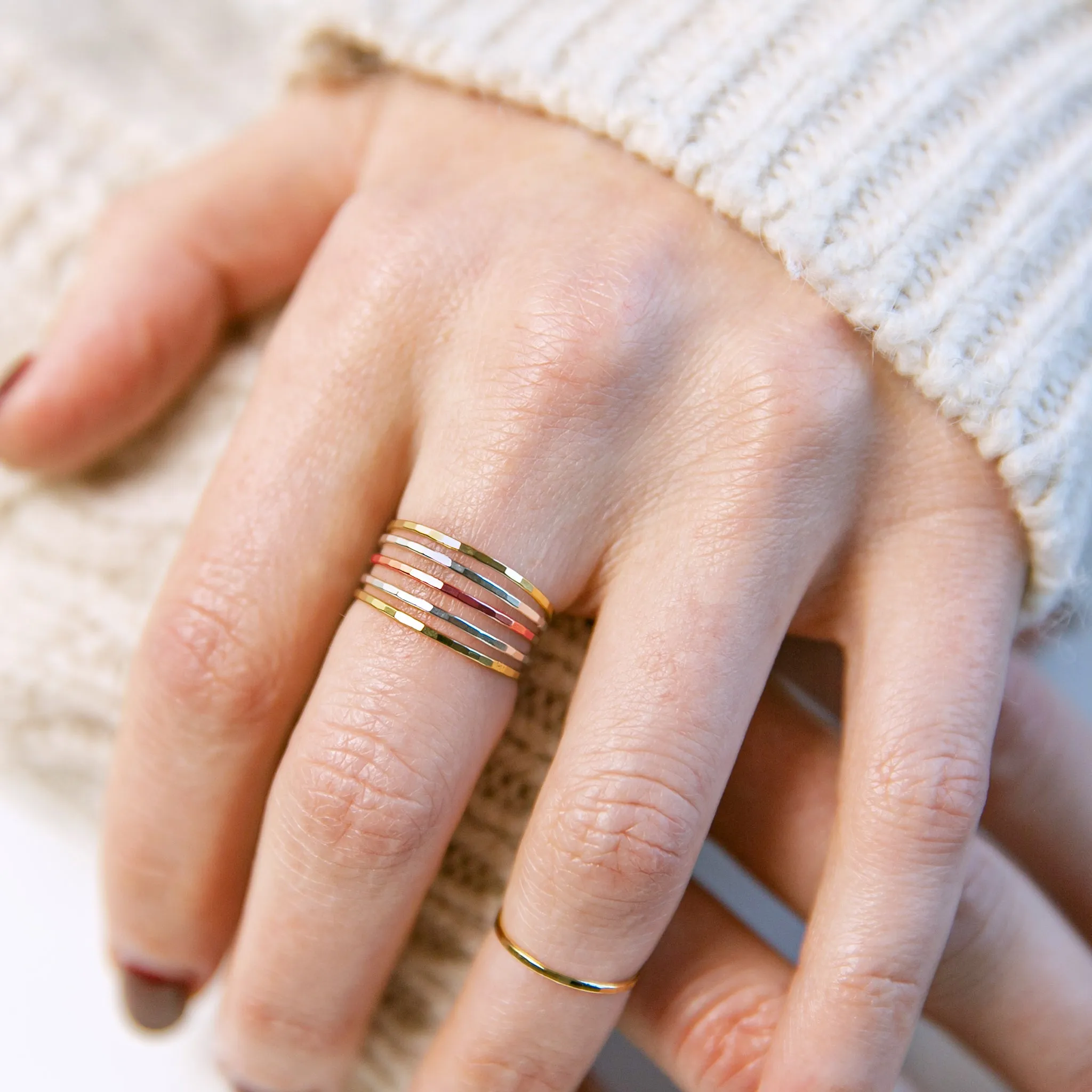 Faceted Stacking Ring Set - Mixed Metals