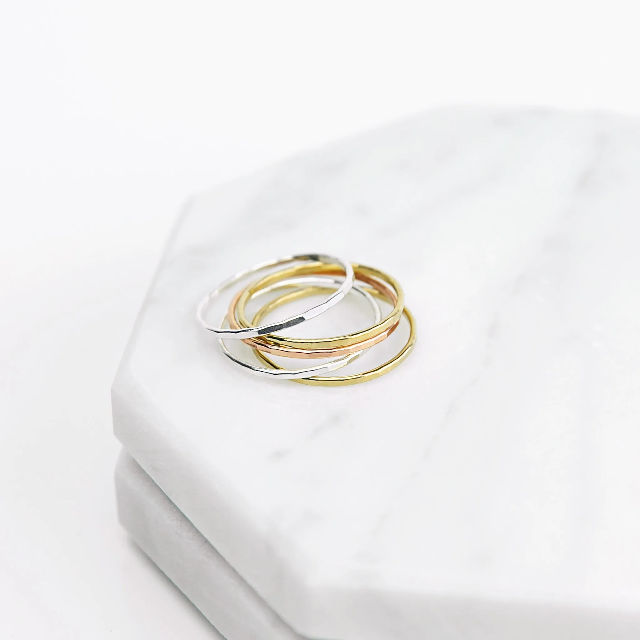 Faceted Stacking Ring Set - Mixed Metals