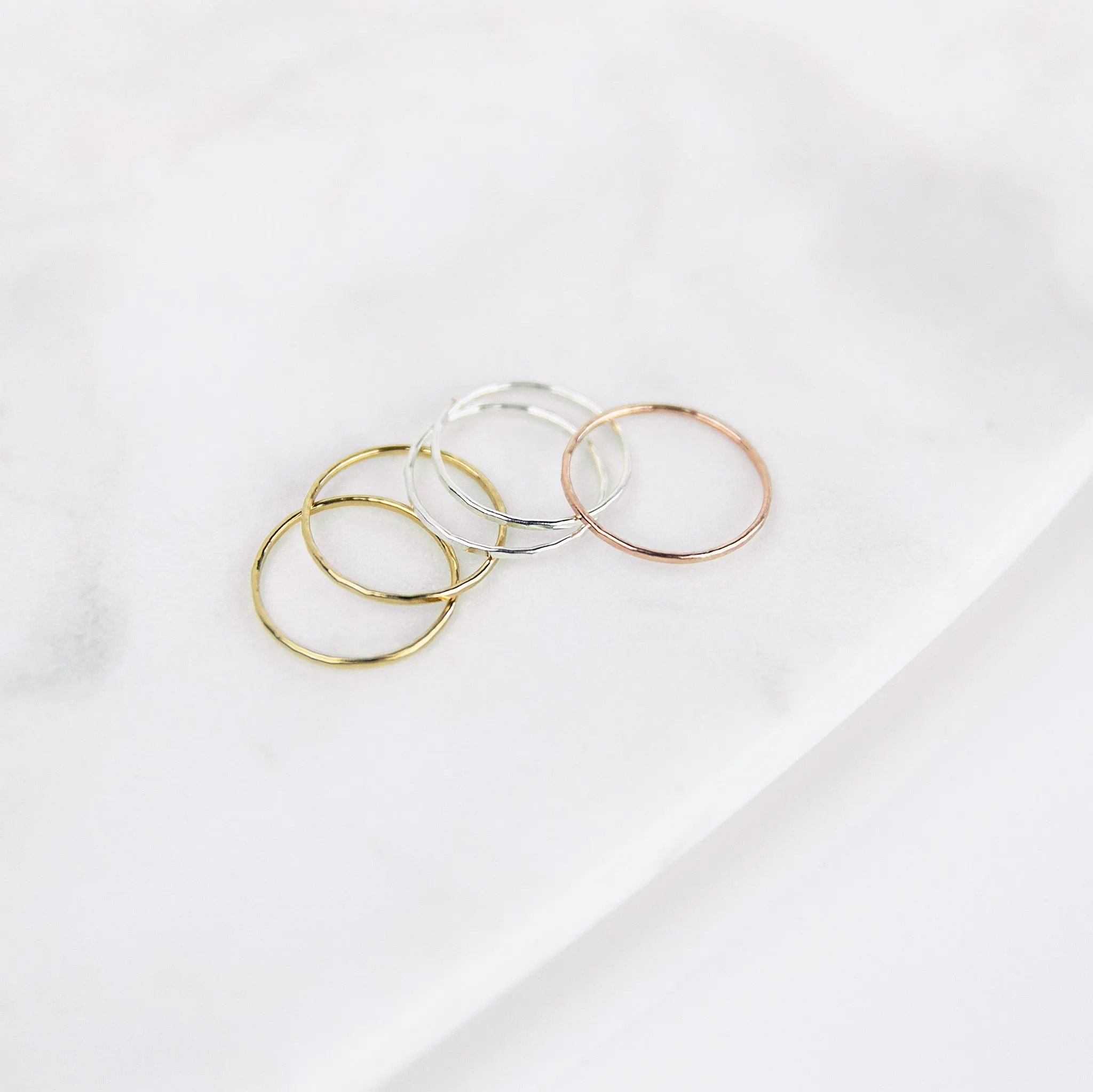 Faceted Stacking Ring Set - Mixed Metals