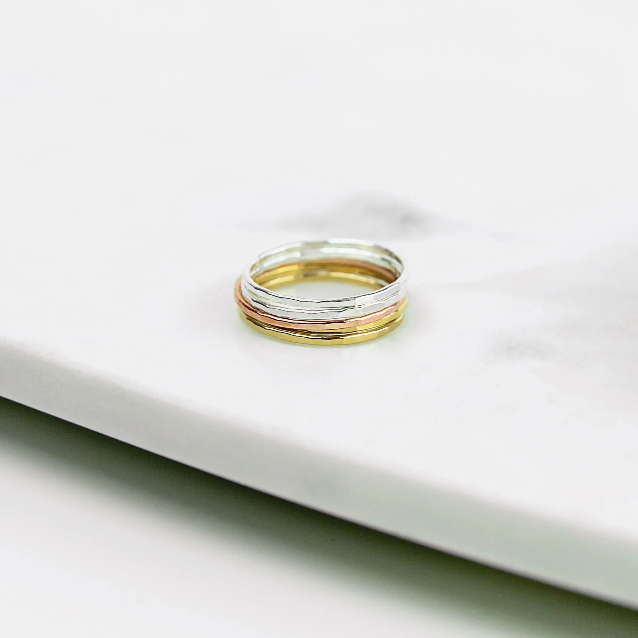 Faceted Stacking Ring Set - Mixed Metals